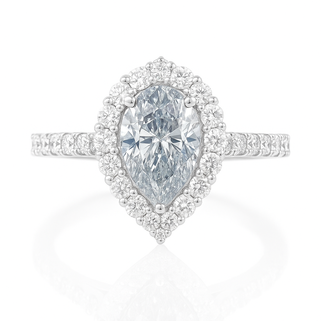 PT900 ブルー ダイヤモンドリング 1.47ct Light Blue I1 ラディアント