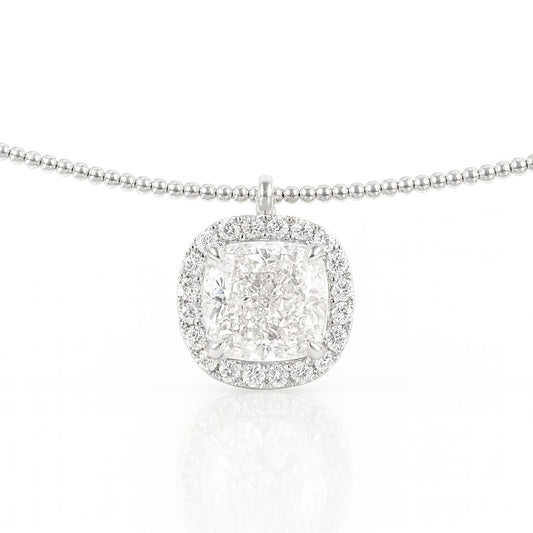 18K 無色ダイヤモンド ペンダント ネックレス クッションカット - 1.04ct