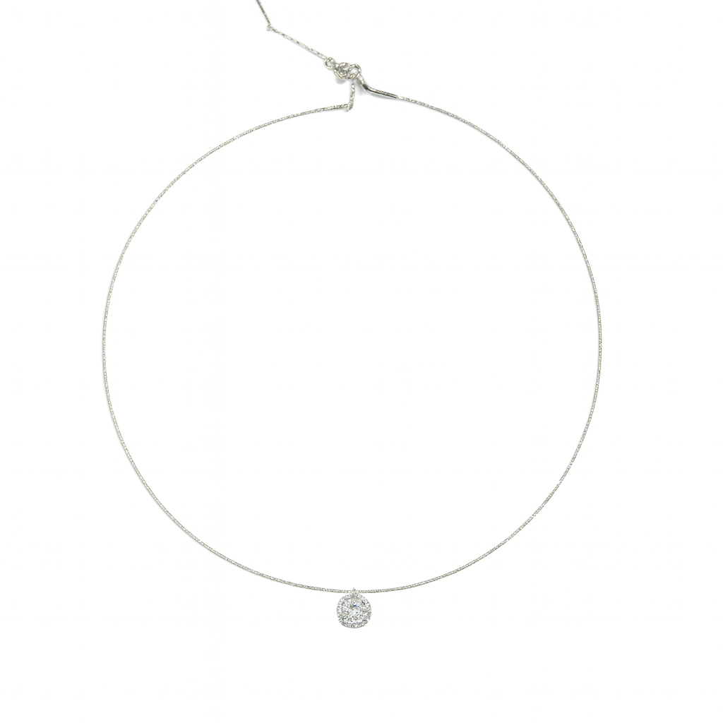 18K 無色ダイヤモンド ペンダント ネックレス クッションカット - 1.04ct