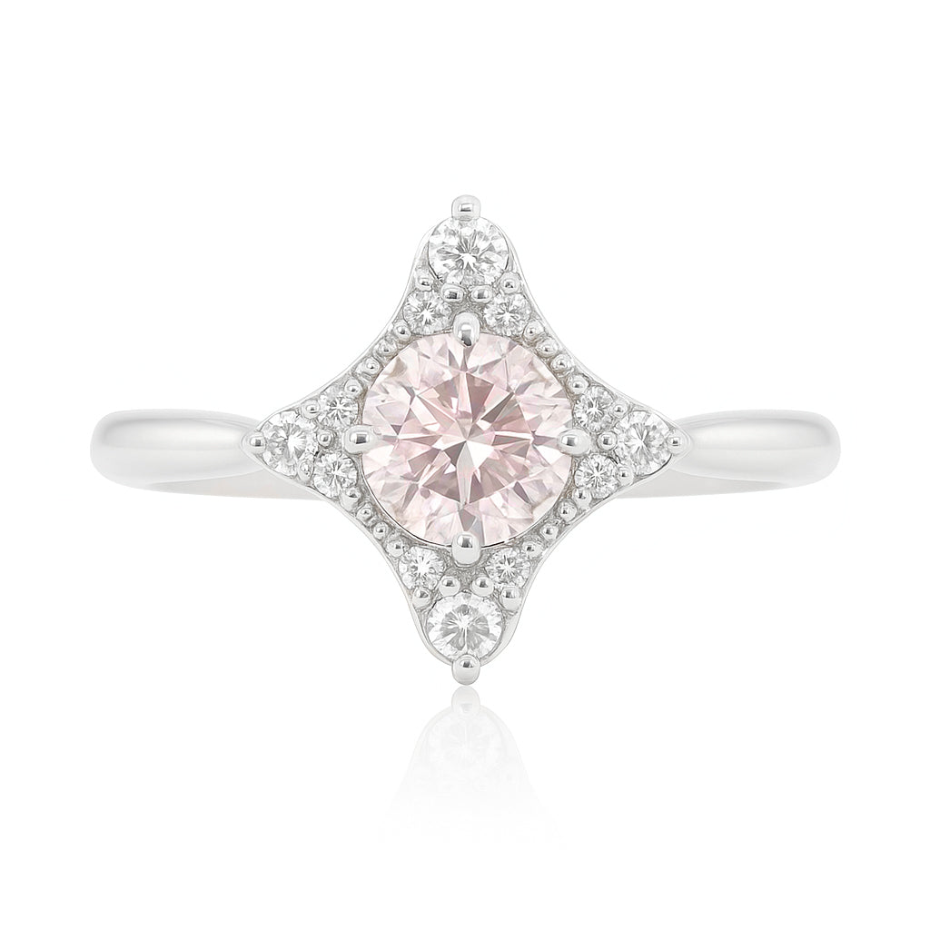 PT900 ピンクダイヤモンドリング 0.681ct Very Light Pink VS2 ラウンド