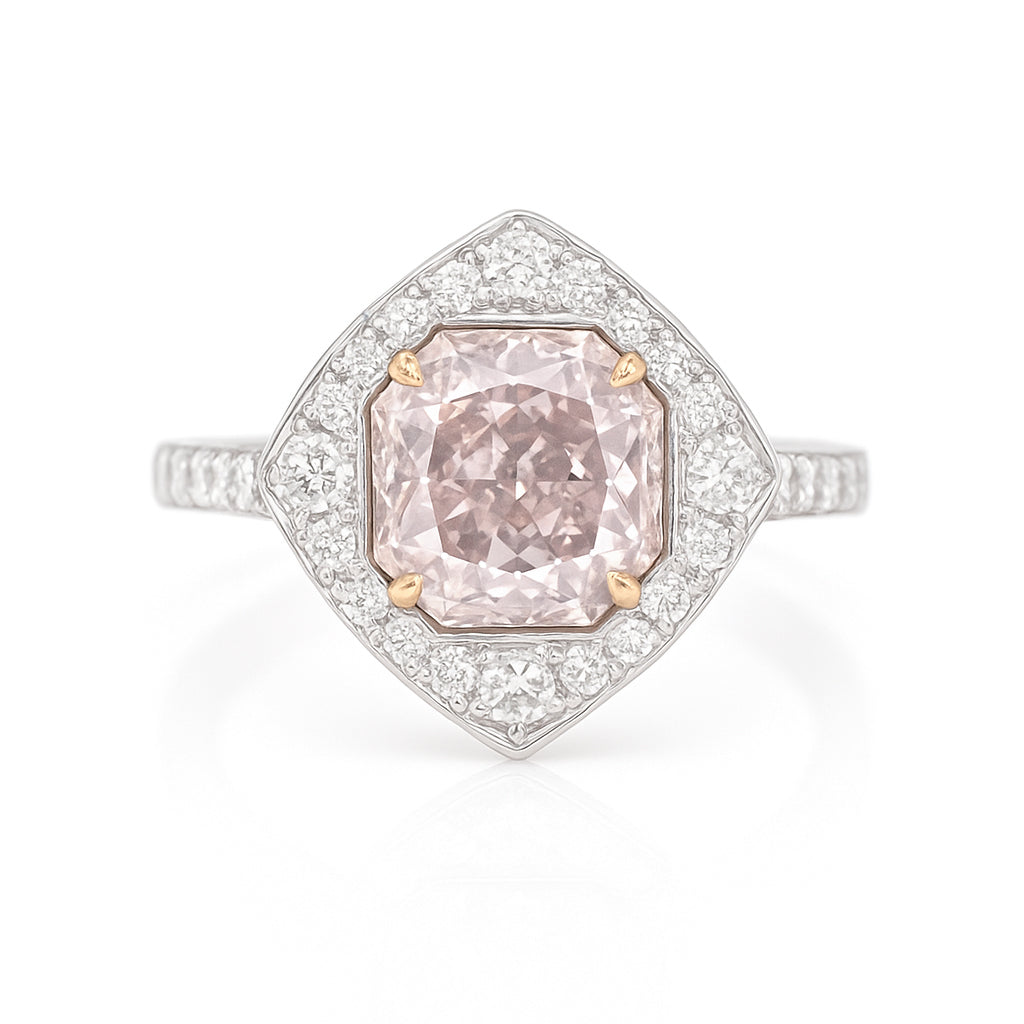 PT900 ピンクダイヤモンドリング 2.022ct Very Light Pink SI2 オクタゴン