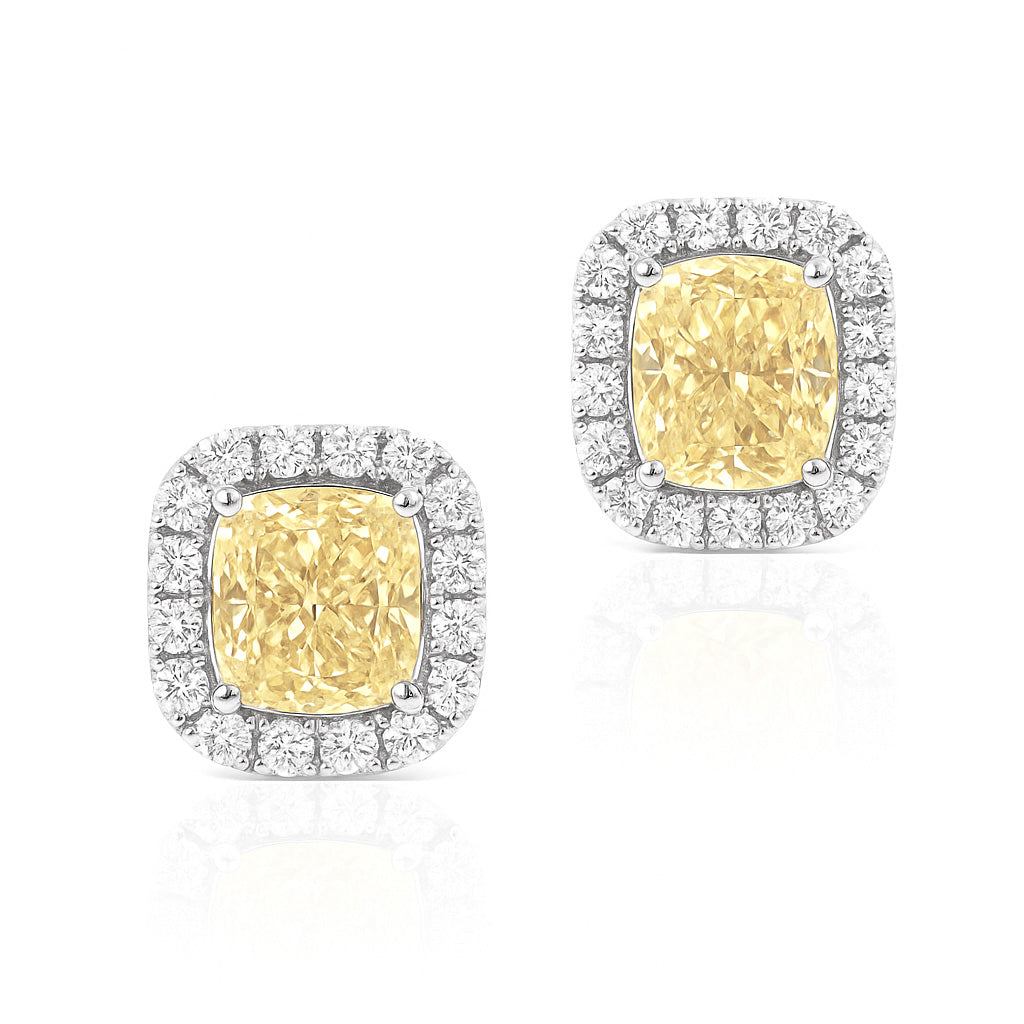 Mael Cushion Fancy Yellow Diamond Earrings - 2.281ct
