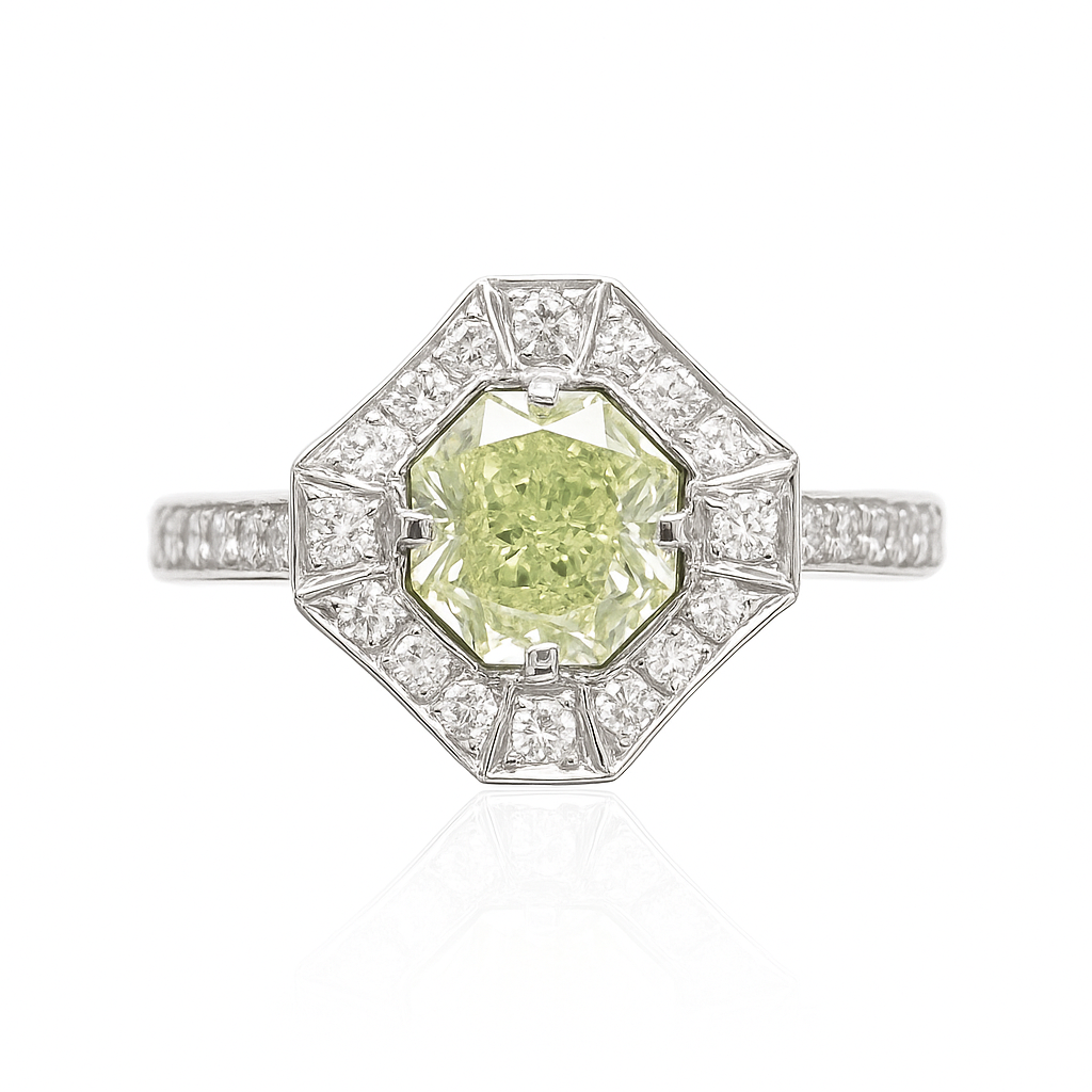 Mael Octagon Fancy Light Green Diamond Ring - 1.442ct