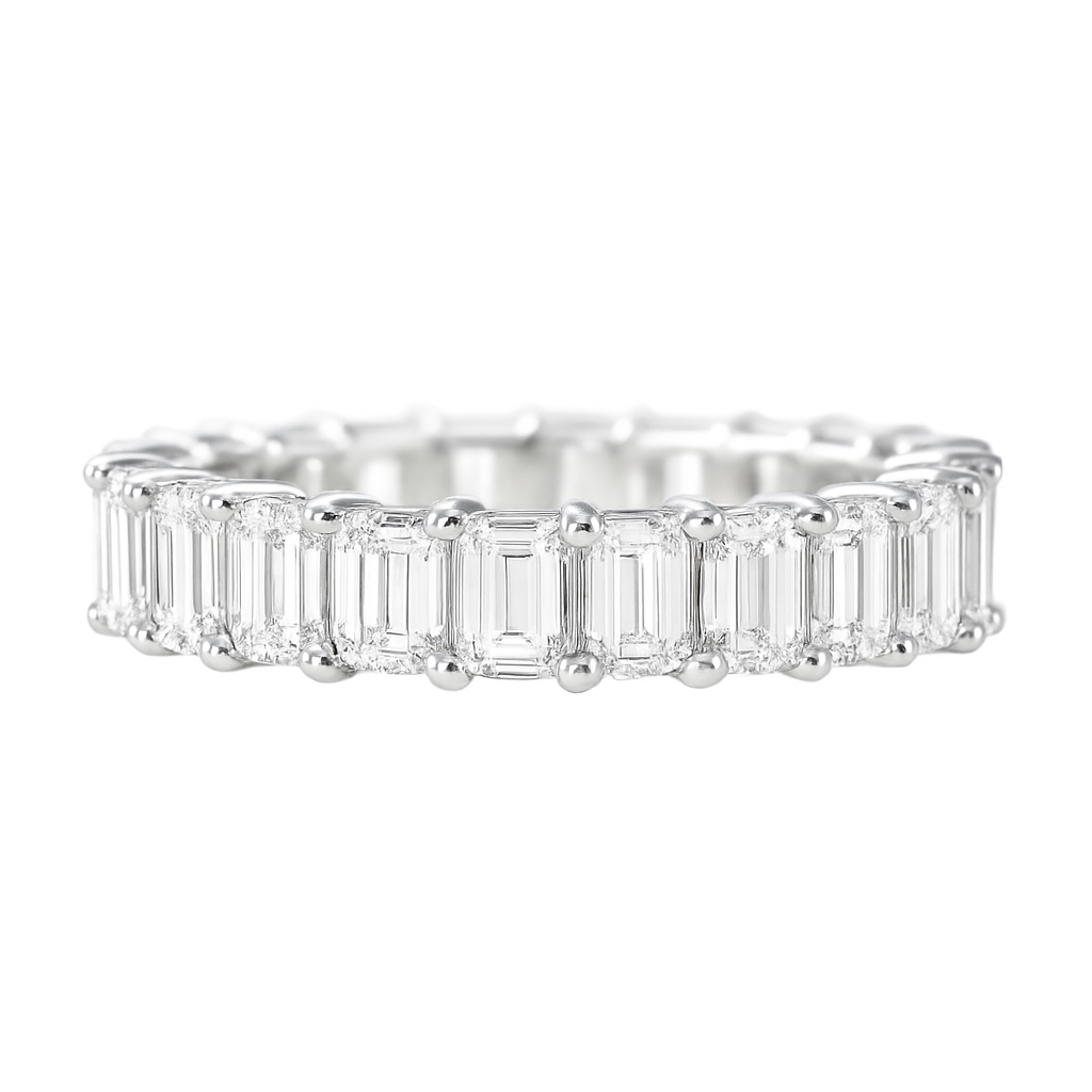 PT900 エメラルドダイヤモンド エタニティリング 3.2ct