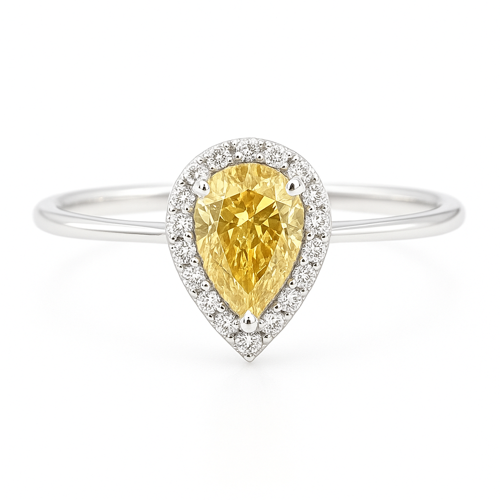 18K イエローダイヤモンドリング 0.574ct ペアカット