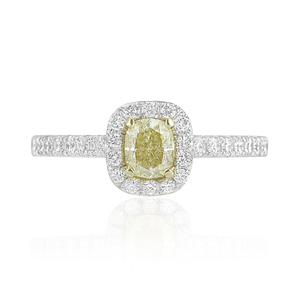 Mael Cushion Fancy Yellow Diamond Ring - 0.629ct