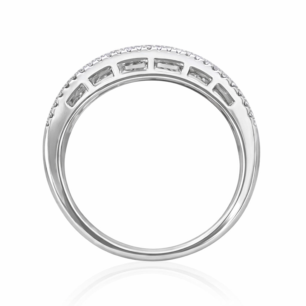 18K バゲット&ラウンドカット ダイヤモンドリング 0.41ct