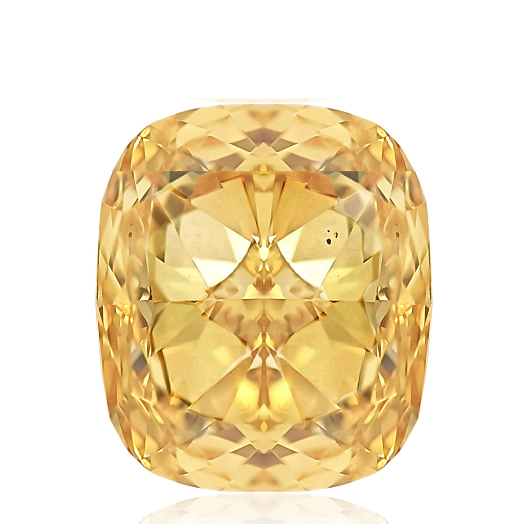 クッション 天然イエローダイヤモンド 0.615ct Vivid Orangy Yellow VS2 ルース