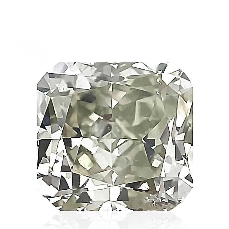ラディアント 天然グリーンダイヤモンド 1.097ct Fancy Light Greyish Green Yellow SI2 ルース
