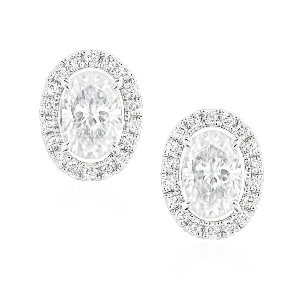 18K 無色ダイヤモンドイヤリング 1.071ct VS1-VS2 E オーバル 画像