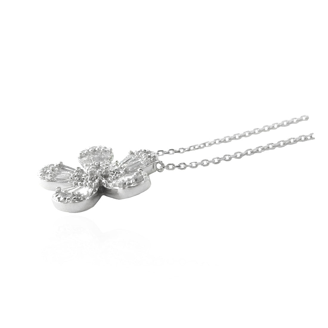 18K 花柄 ダイヤモンドペンダントネックレス - 0.58ct 横画像