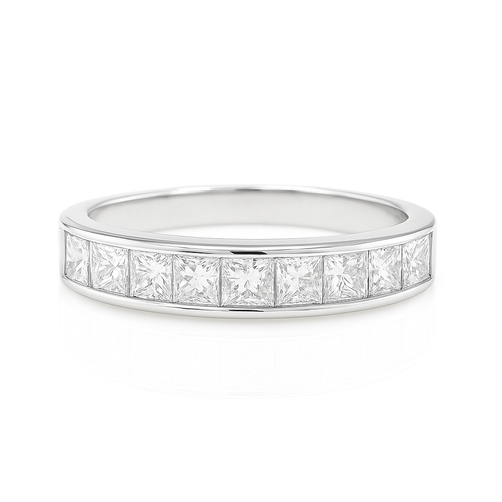 無色ダイアモンドリング ナインストーンプリンセス 1.02ct 画像