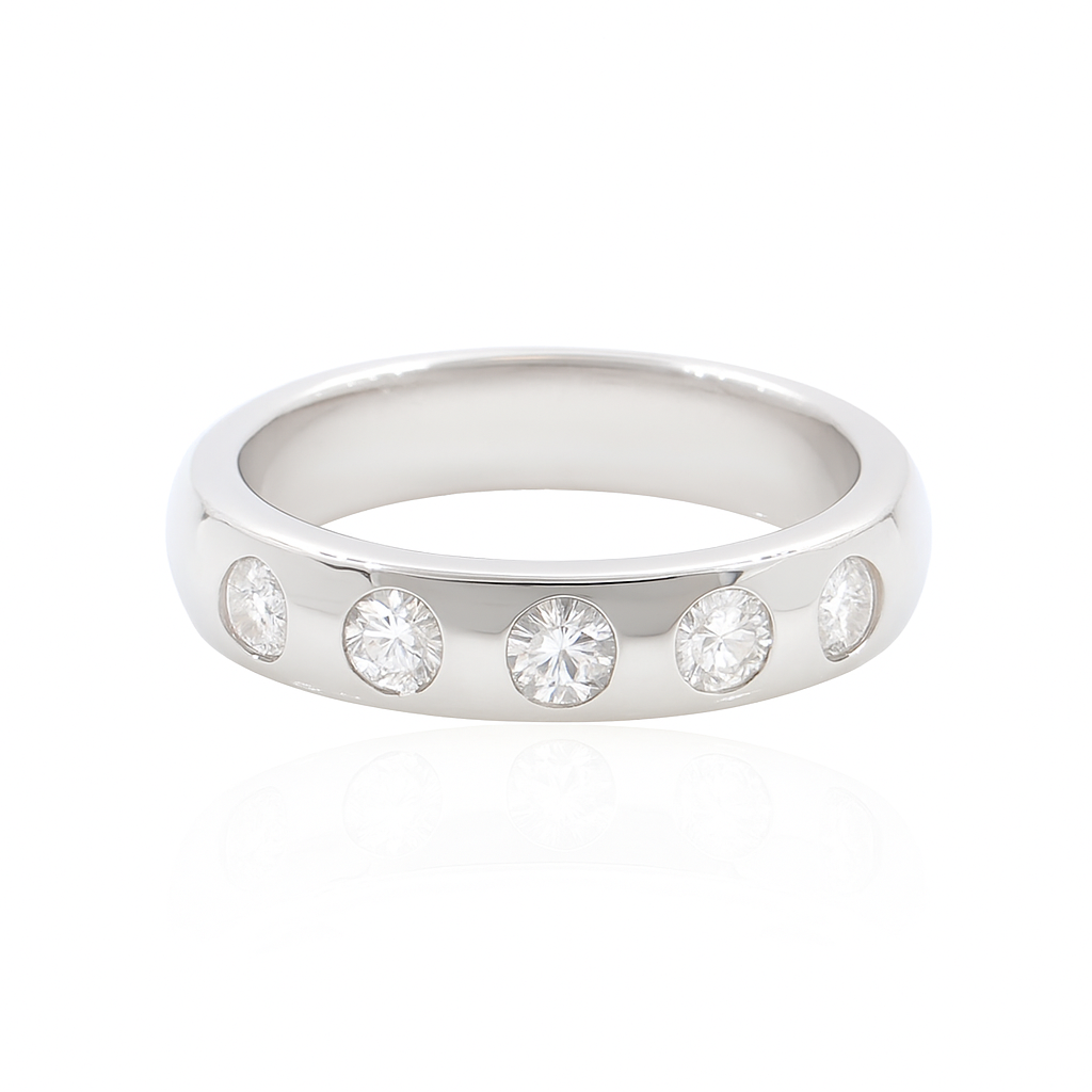 PT900 ファイブストーンダイヤモンドリング - 1.2ct