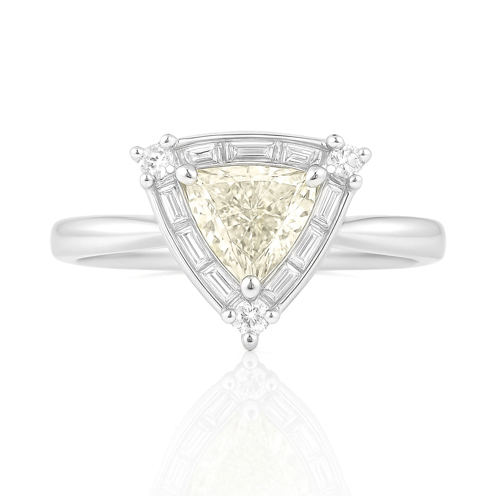 Trilliant Light Yellow Diamond Ring - 0.92ct