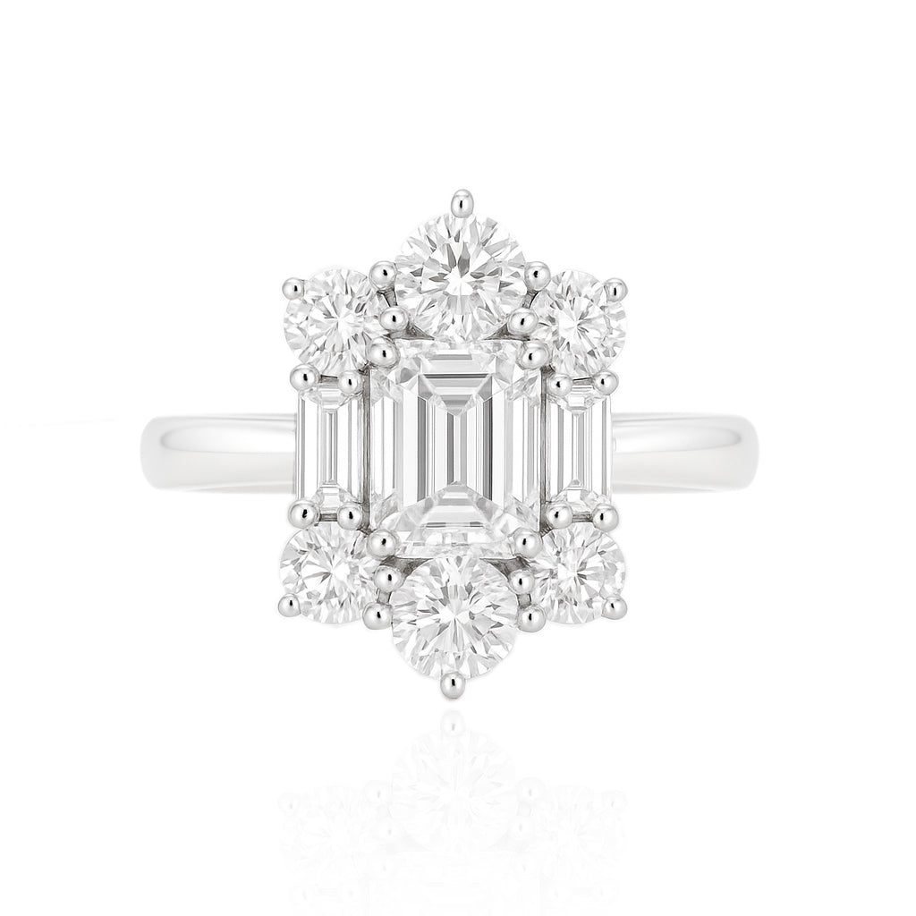 PT900 無色Fダイヤモンドリング 2.296ct VS2 エメラルド