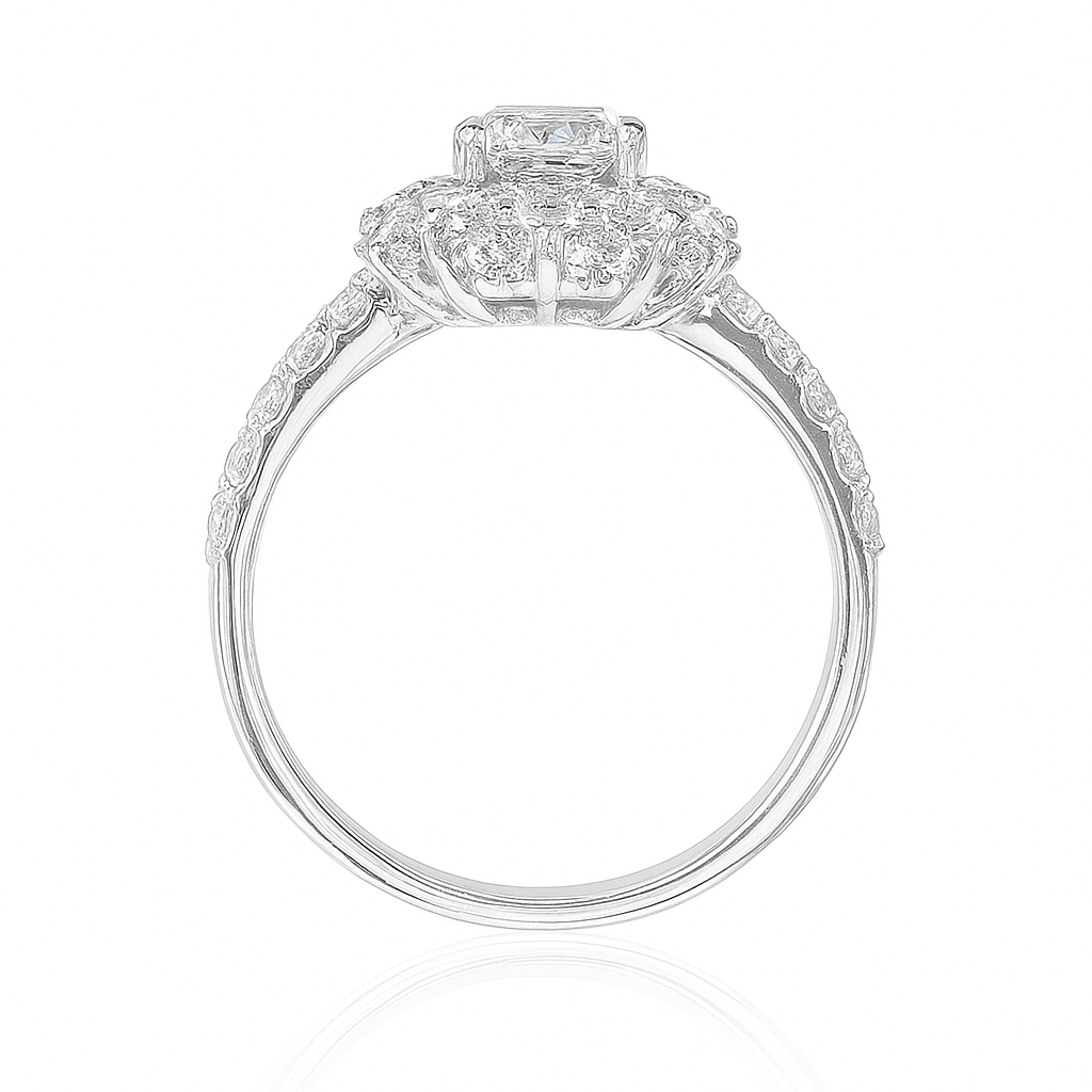 無色F ダイアモンドリング エメラルド 1.807ct VS1 画像
