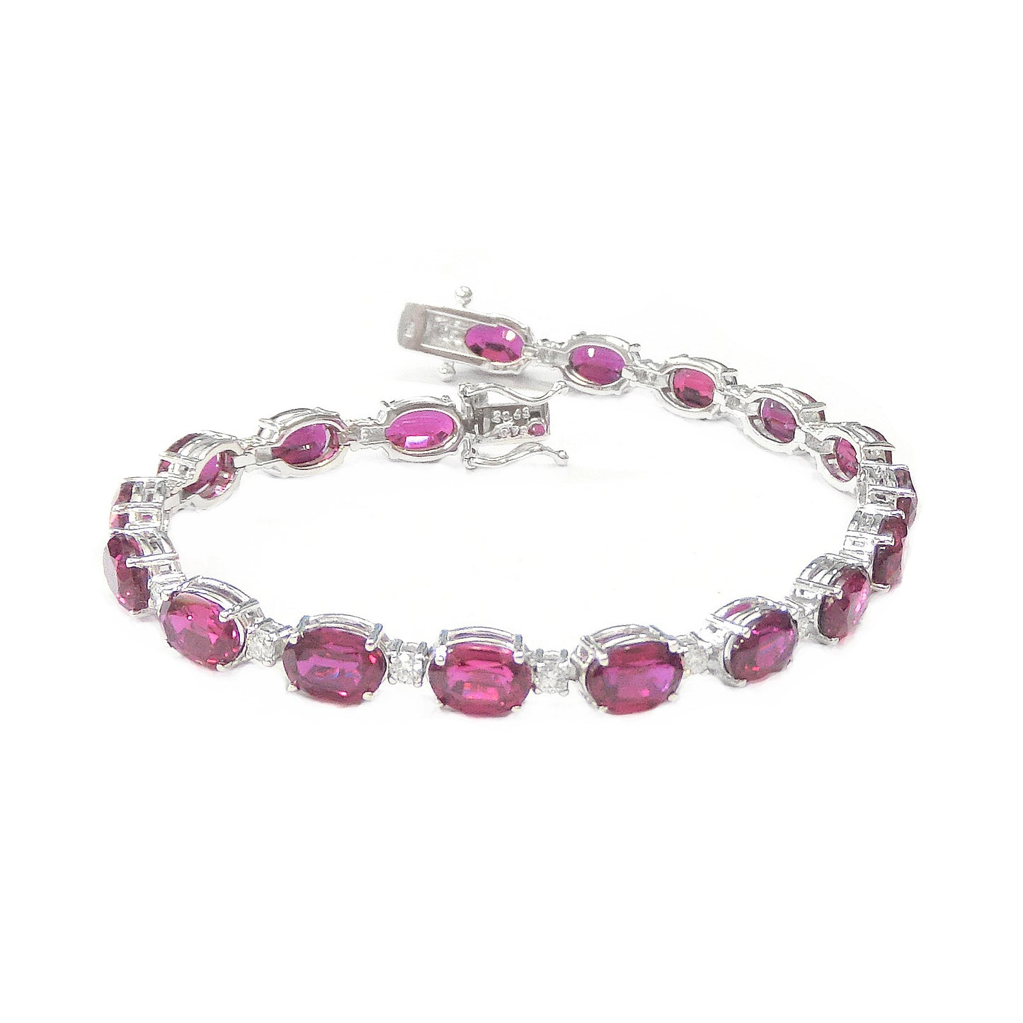 18K ダイヤモンド・ルビーCVDのテニスブレスレット・21.22ct 画像
