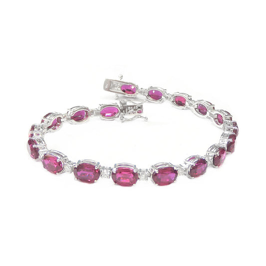 18K ダイヤモンド・ルビーCVDのテニスブレスレット・21.22ct 画像