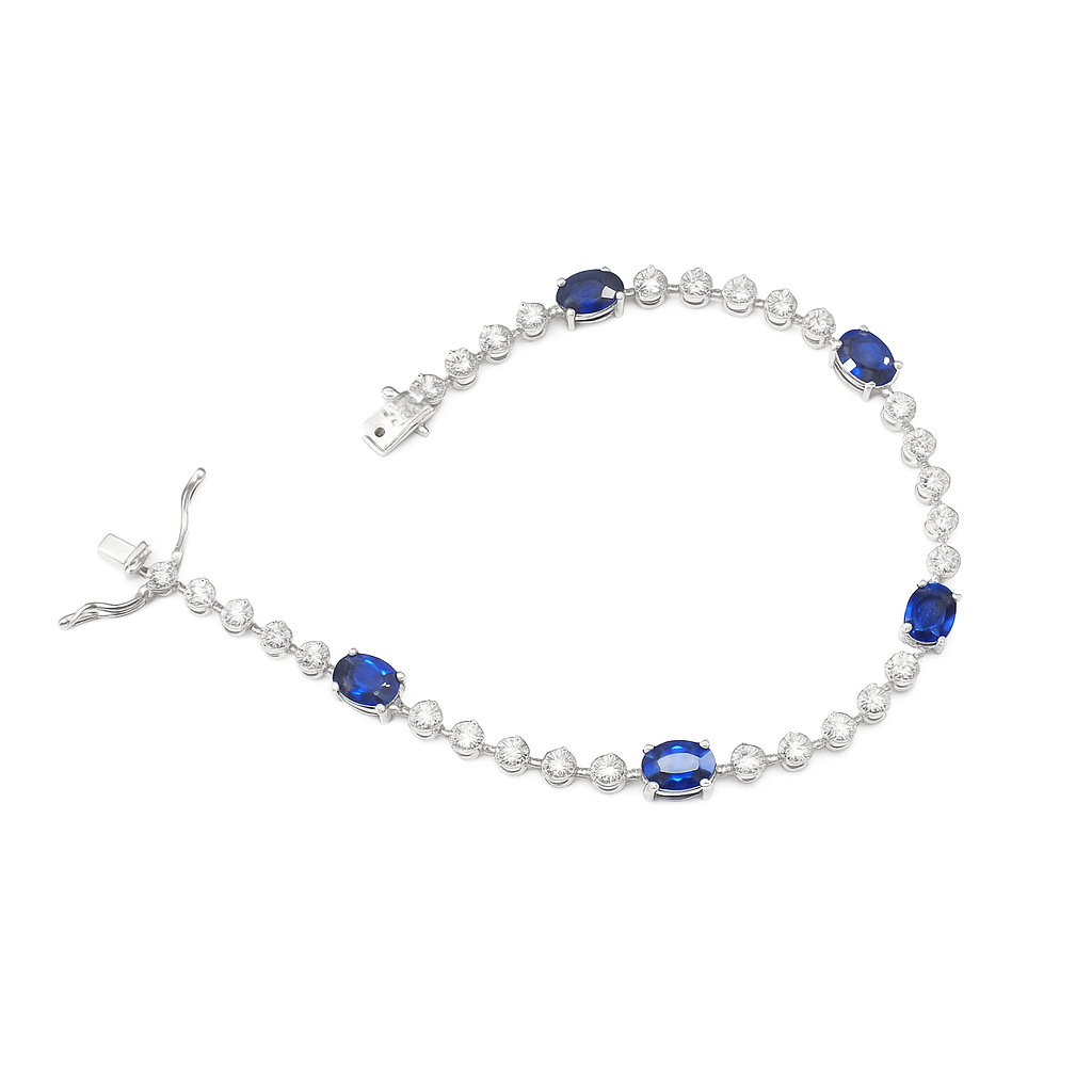 18K ダイヤモンド・サファイアCVDのテニスブレスレット・5.94ct 18K ダイヤモンド・サファイアCVDのテニスブレスレット・5.94ct