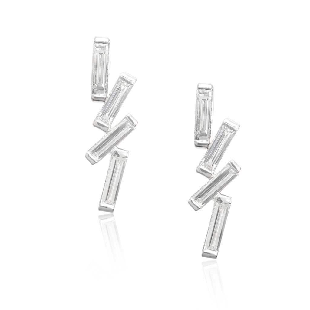 バゲットダイアモンドイヤリング - 0.8ct