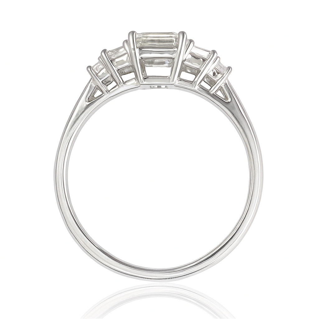 PT900 ダイヤモンドリング 1.657ct SI1 E 無色 プリンセス 横画像