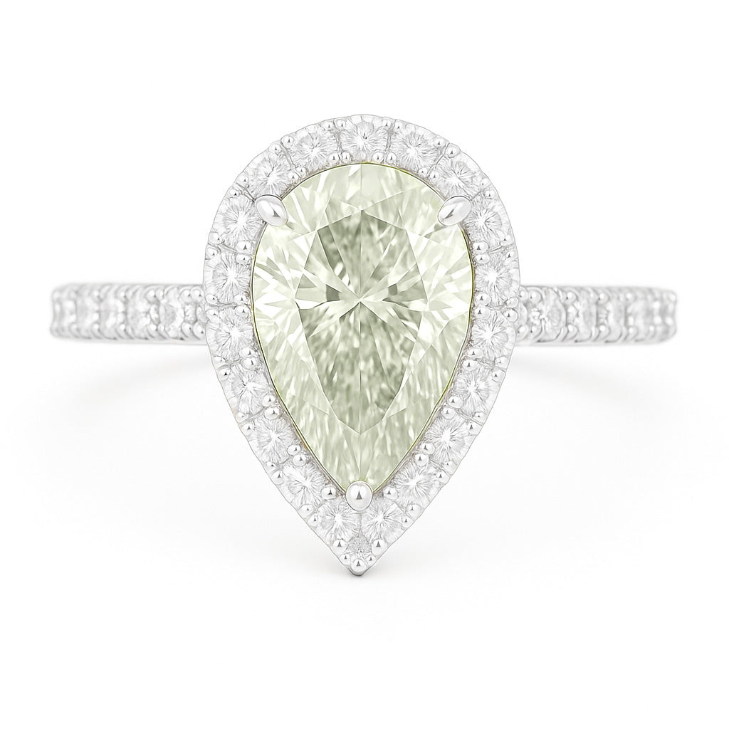 18K グリーンダイヤモンドリング 2.004ct SI1 Faint Green ペア