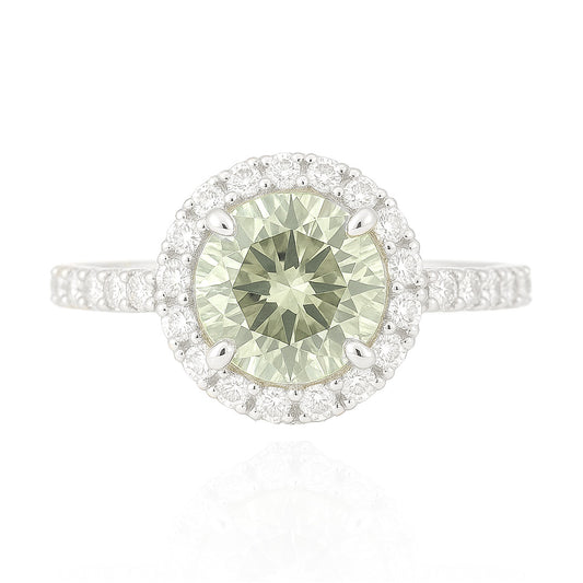 グリーンダイアモンドリング ラウンド 1.338ct SI1 画像