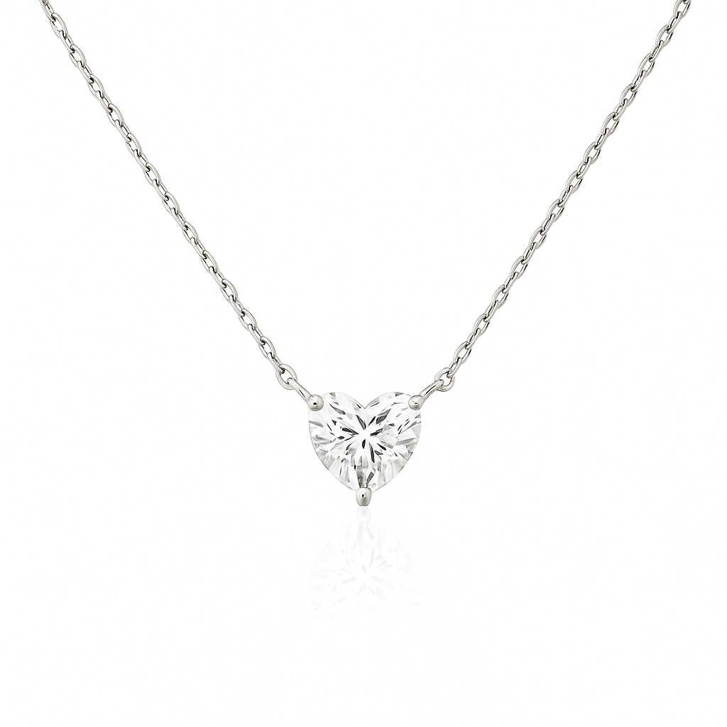 無色 ハートダイヤモンド ペンダントネックレス - 0.15ct