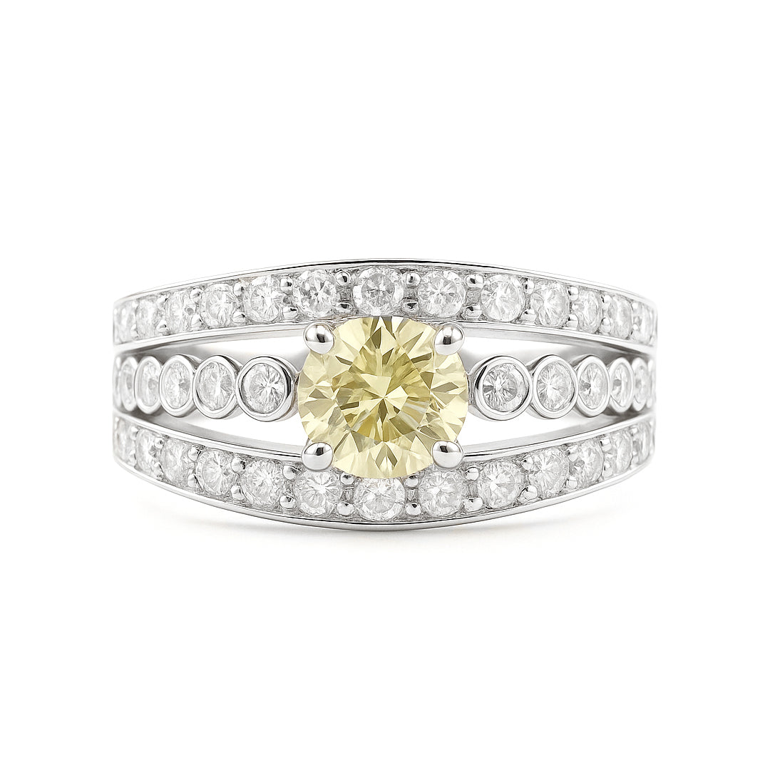 ライトイエローダイアモンドリング ラウンド 1.012ct SI1 画像