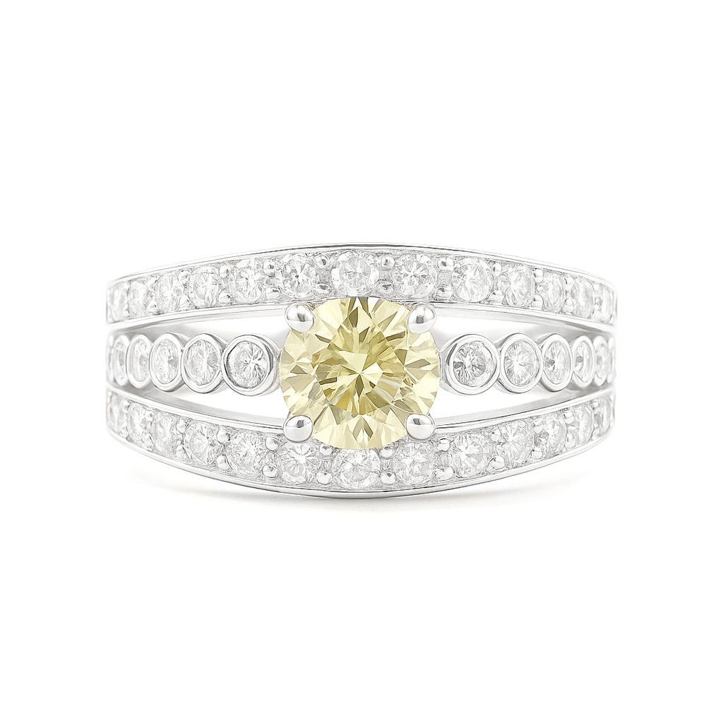 PT900 イエロー ダイヤモンドリング 1.012ct Light Yellow SI1 ラウンド