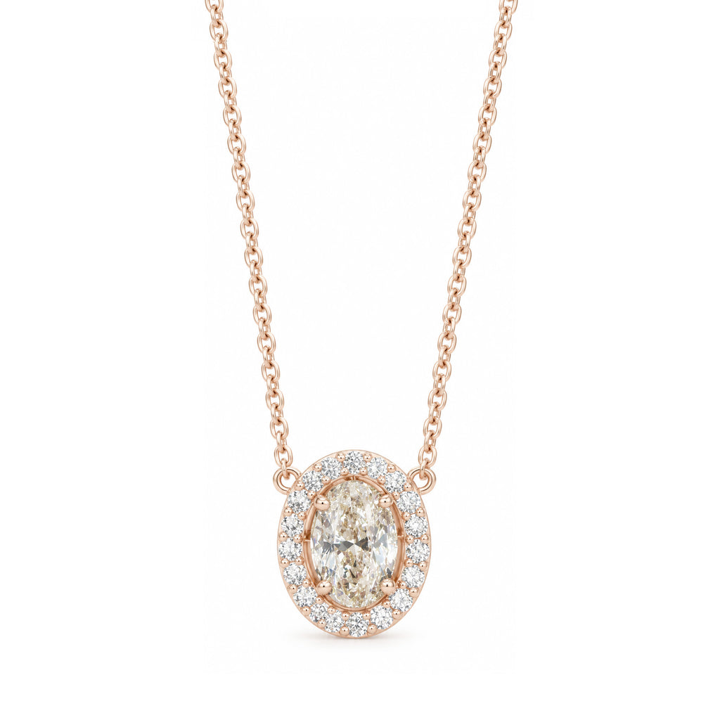 18KPG フェイントブラウンM 天然ダイヤモンドネックレス 0.851ct オーバルカット