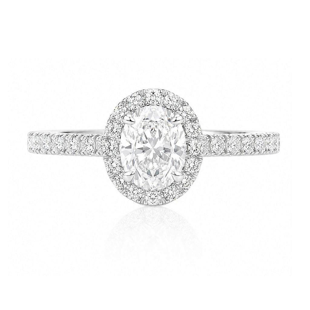 18KWG Colorless D Natural Diamond Ring 0.721ct Oval Cut