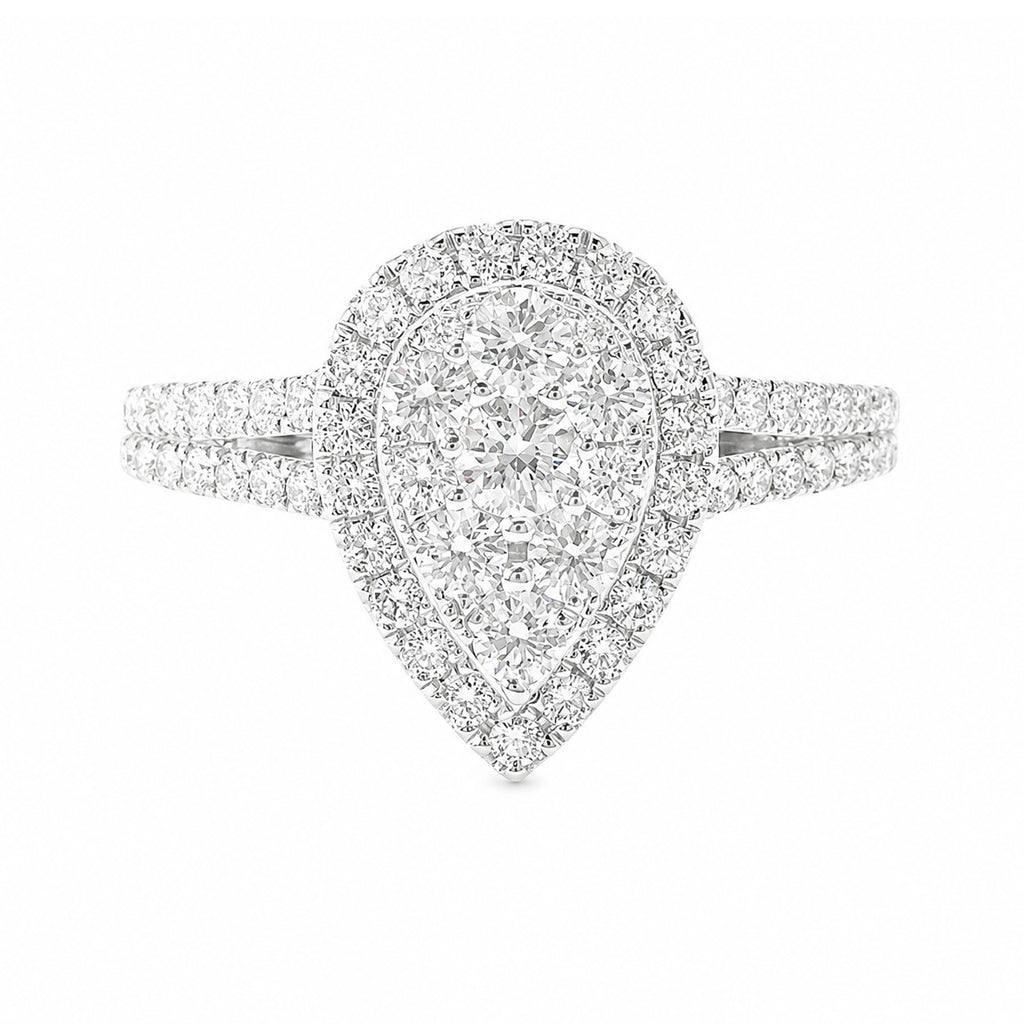 18KWG ペア形状 天然ダイヤモンドリング 0.73ct