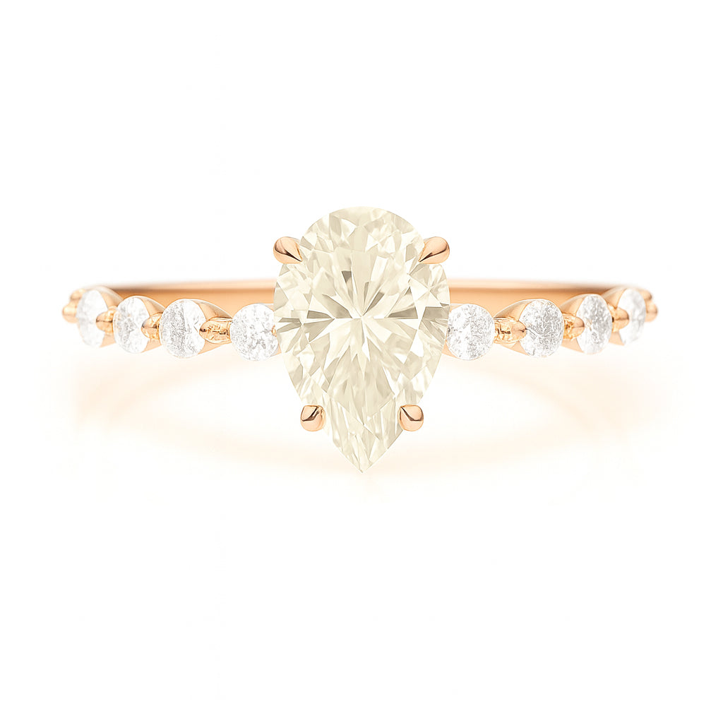 天然ダイヤモンドリング 1.036ct Faint Yellow SI2 Pear 画像