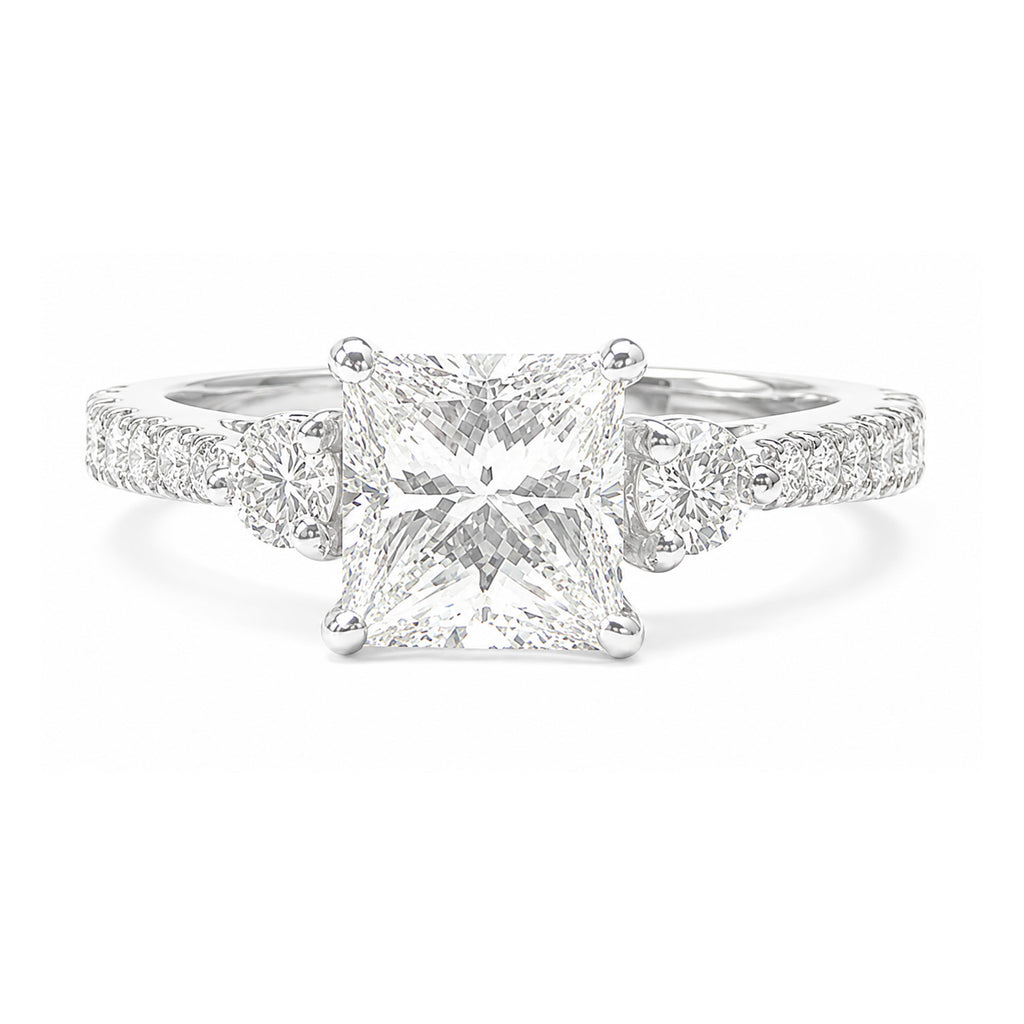 18KWG 無色E 天然ダイヤモンドリング 1.32ct プリンセスカット
