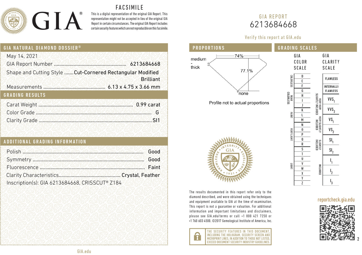 天然ダイヤモンドリング 1.35ct Emerald 18KWG GIA 鑑定書
