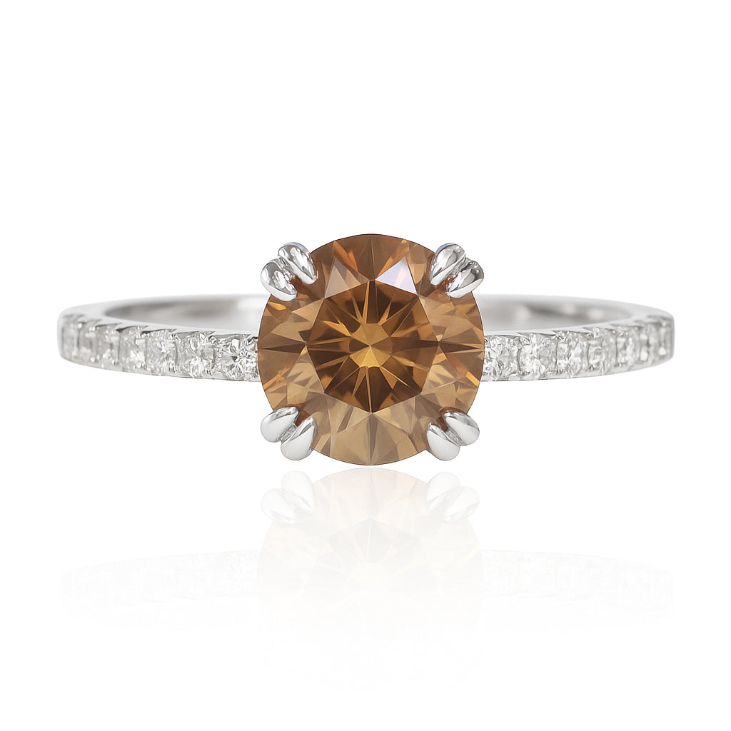 18K ブラウンダイヤモンドリング 1.537ct Fancy Brown VS1 ラウンド