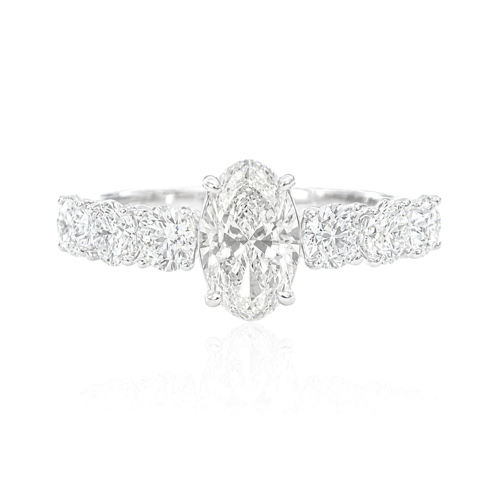 18KWG ほぼ無色H 天然ダイヤモンドリング 1.649ct オーバルカット