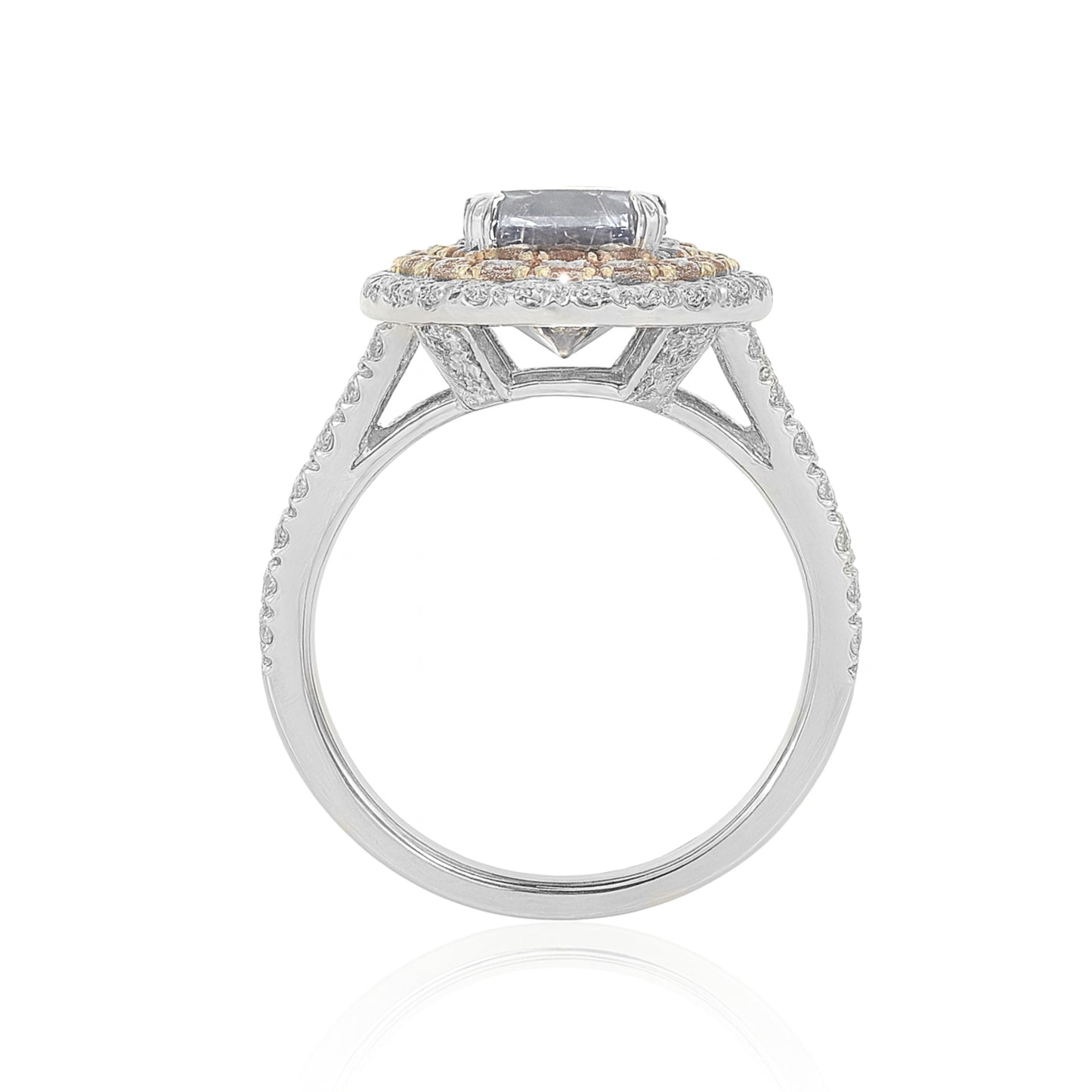 天然ダイヤモンドリング ファンシーダークブルーグレー ラウンド SI1 3.3ct 横画像