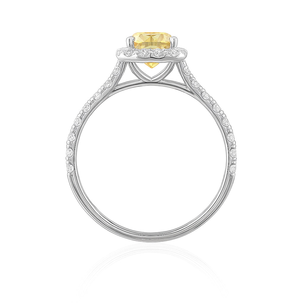天然ダイヤモンドリング Fancy Light Orangy Yellow 1.413ct SI1 Pear 横画像