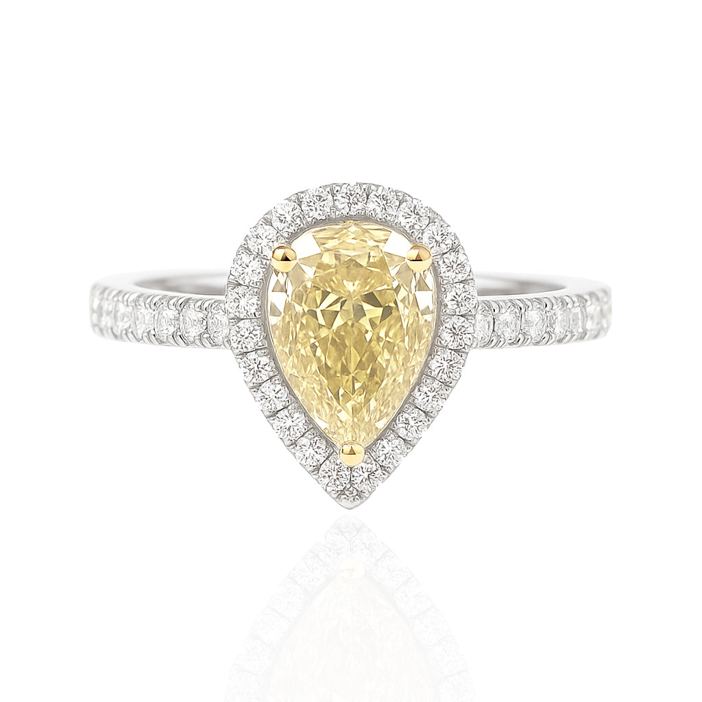 天然ダイヤモンドリング Fancy Light Yellow 1.425ct VVS1 Pear 画像