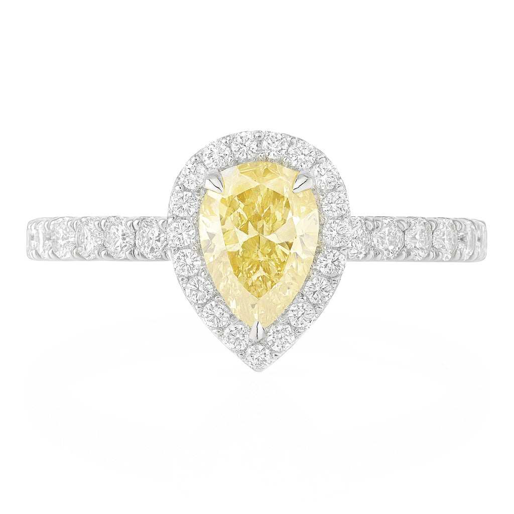18K イエローダイヤモンドリング 0.8ct Fancy Vivid Yellow VS2 ペア