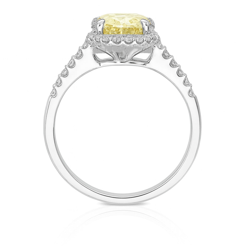 天然ダイヤモンドリング ファンシーイエロー ペア VS1 1.409ct 横画像