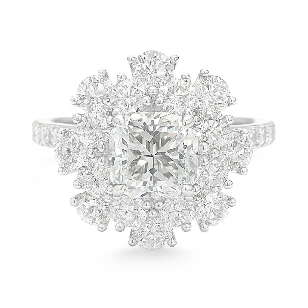 18K ほぼ無色ダイヤモンドリング 2.32ct SI1 クッションカット