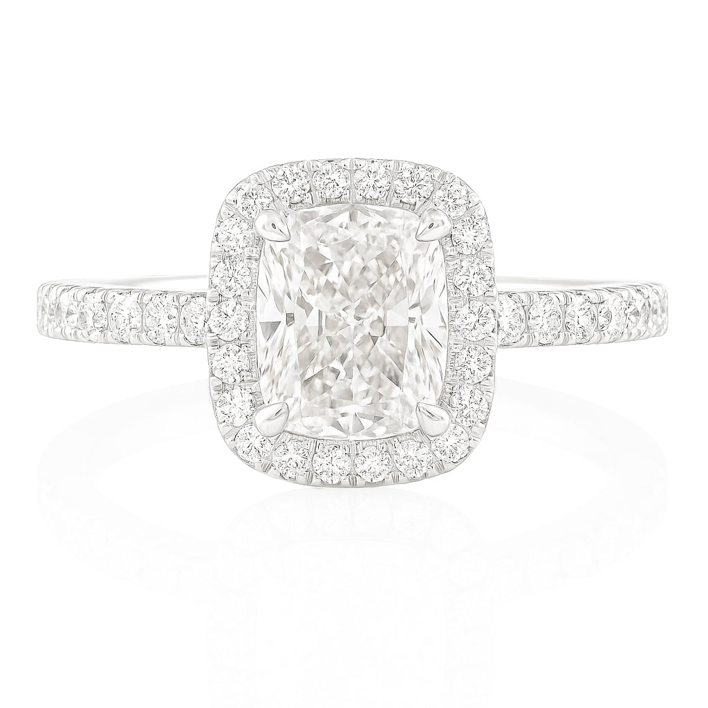 天然ダイヤモンドリング ほぼ無色 クッション VS2 1.003ct 画像