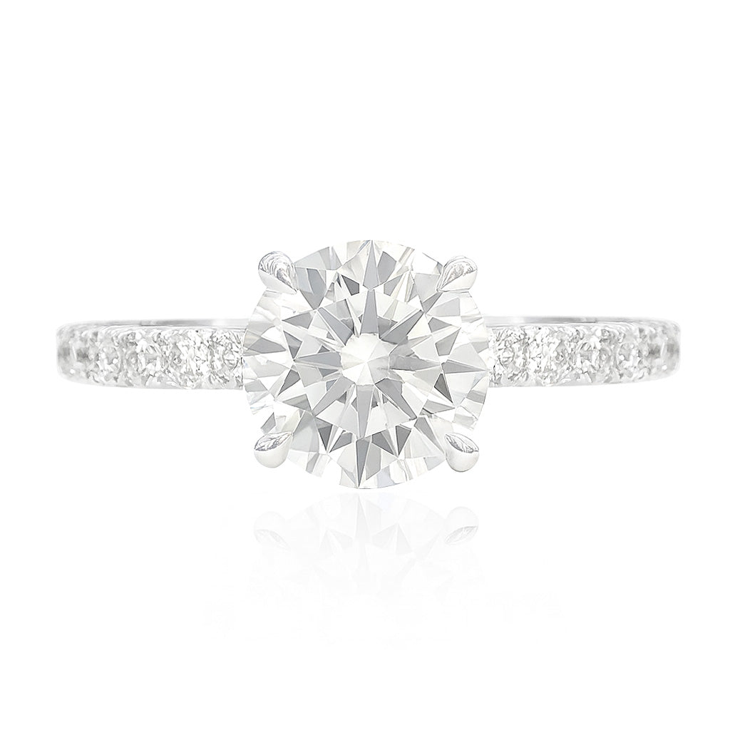 18K ほぼ無色H ダイヤモンドリング 1.45ct VS2 ラウンド