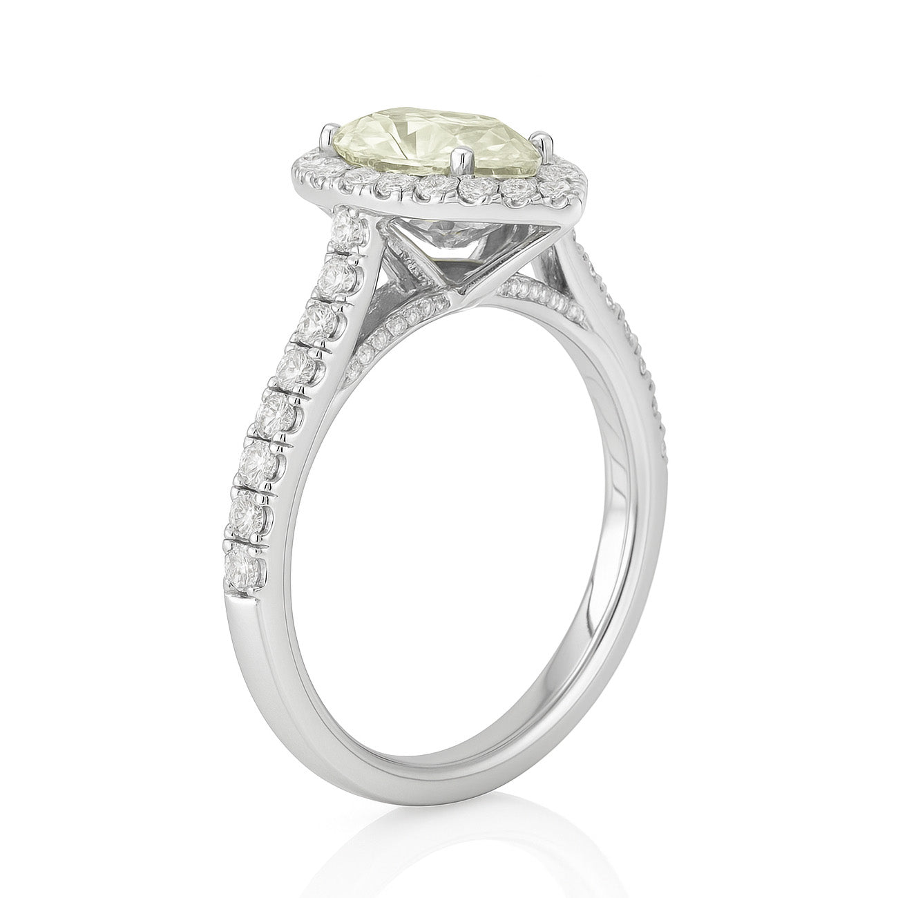 天然ダイヤモンドリング Light Yellow Green 0.88ct VS1 Pear 画像