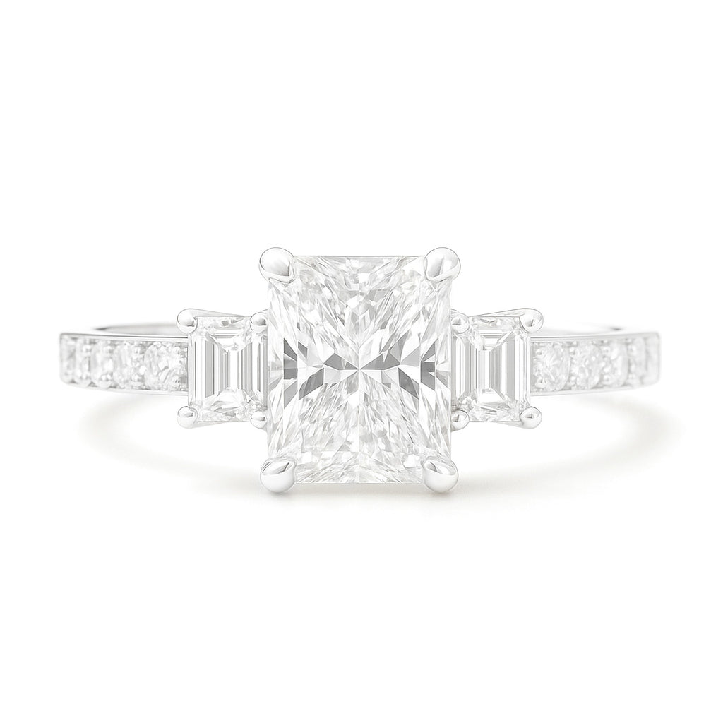 18K Radiant-cut Colorless Diamond Ring - 0.851ct