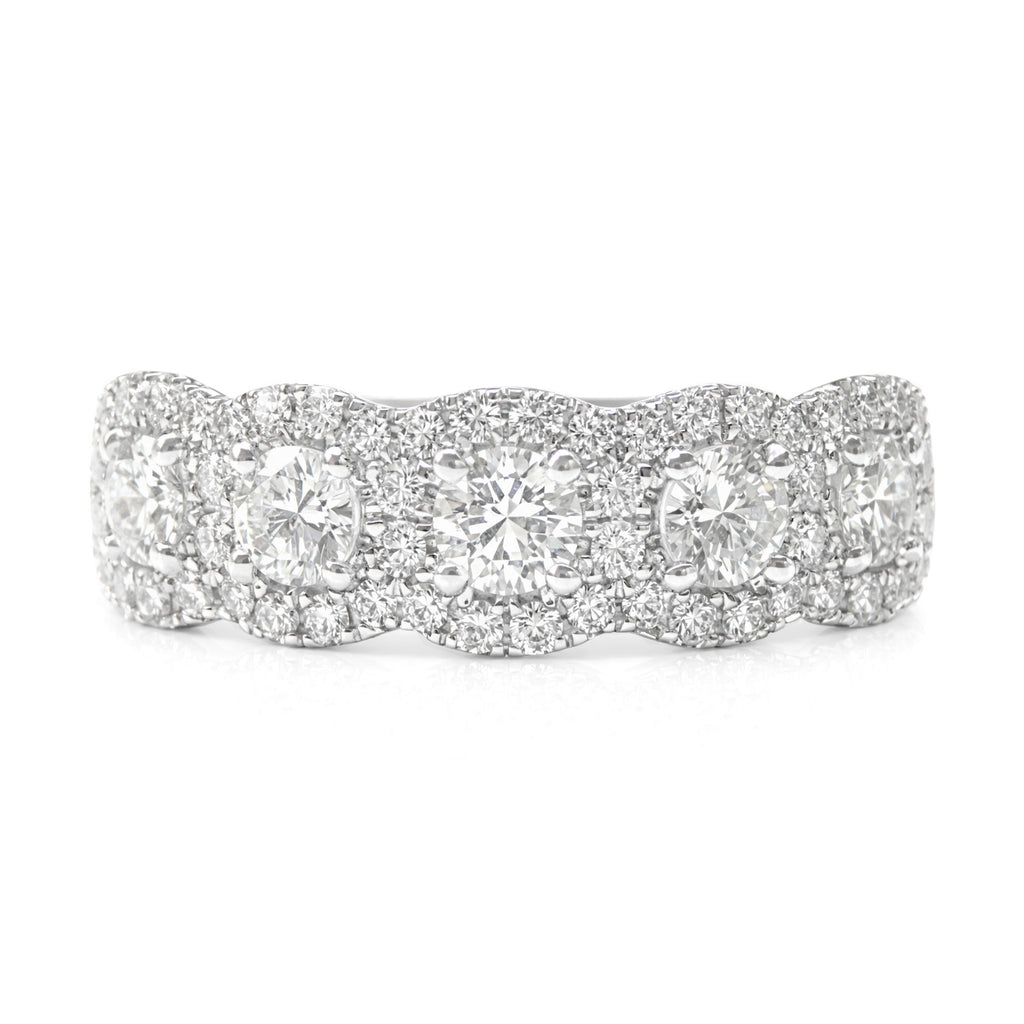 18K 無色 ダイヤモンドリング ラウンド 5石 0.74ct