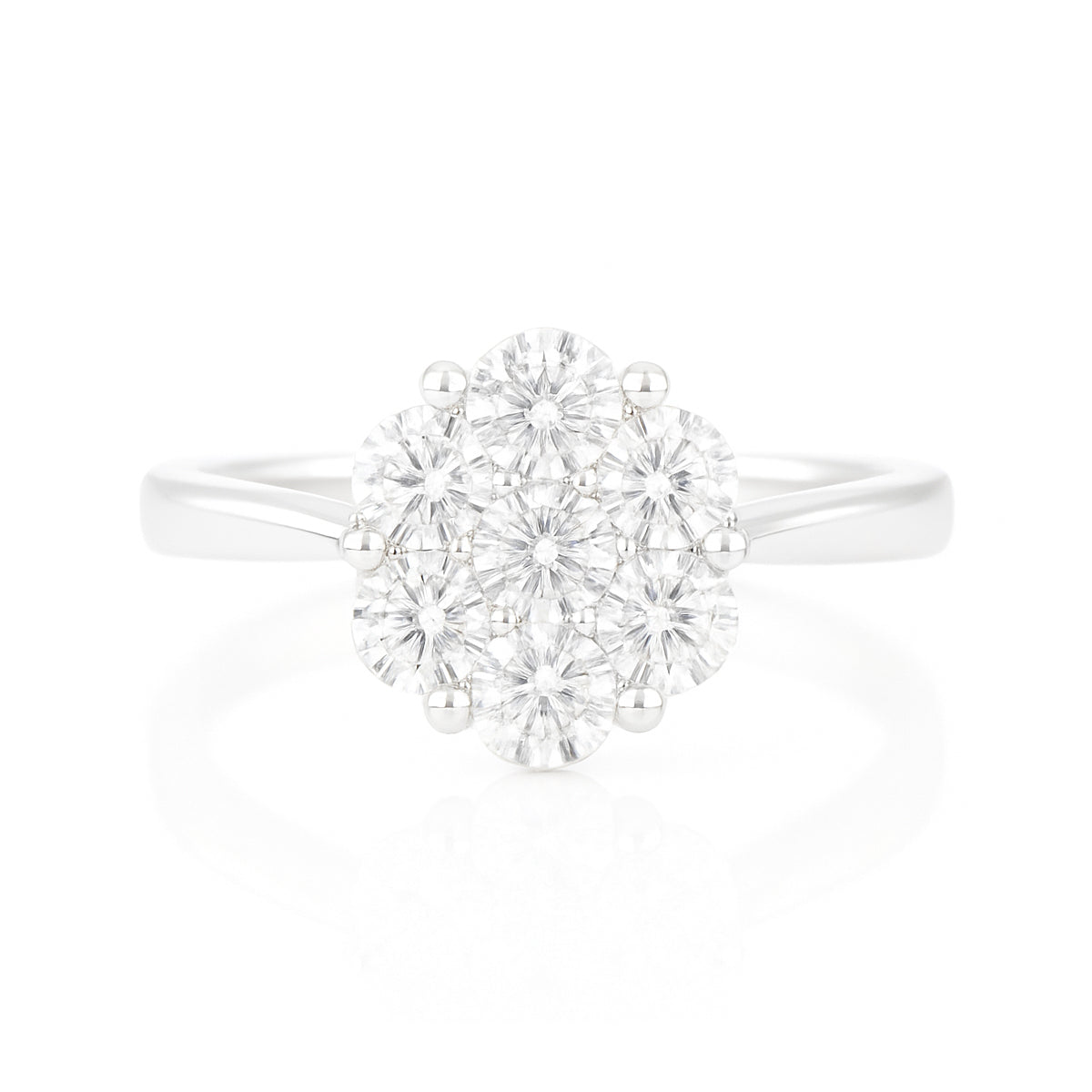 天然ダイヤモンドリング 無色 花柄 ラウンド 0.44ct 画像